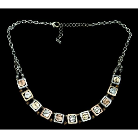 Rustic Distressed Words Of Affirmation Multi Metallic Necklace - Picture 1 of 6